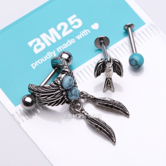 3 Pcs of Assorted Vintage Turquoise Stud x Cuff Package - Picture 3 of 3